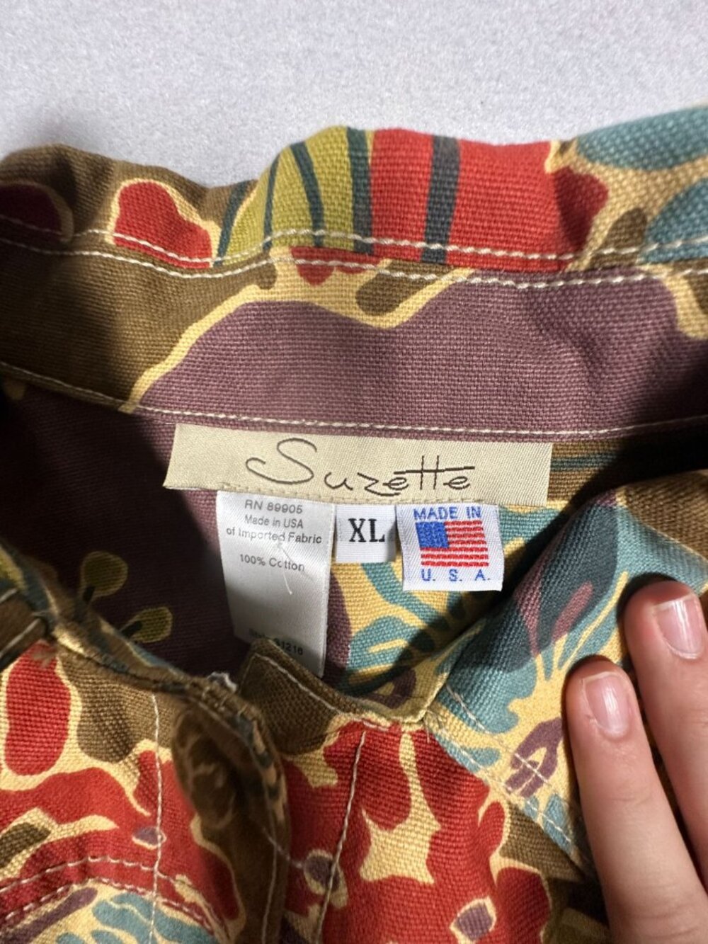 Suzette Floral Print Jacket 100% Cotton Button-Up XL Made In USA - Picture 4 of 6